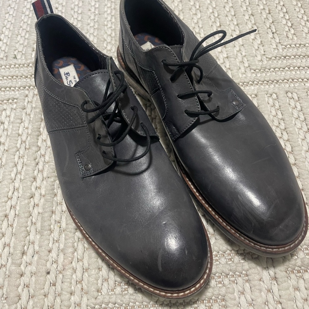 Ben Sherman Men's Birk Plain-Toe Derby Oxfords - Gray/Black Size 11.5